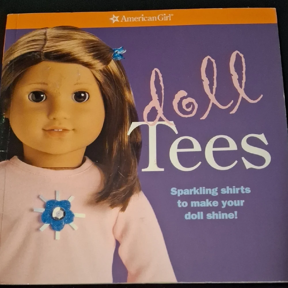 American Girl Pink Doll Tee with Blue Sparkle Accent